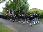 The band leading the Dunkirk Veterans Parade from Jamestown Parish Church in 2011